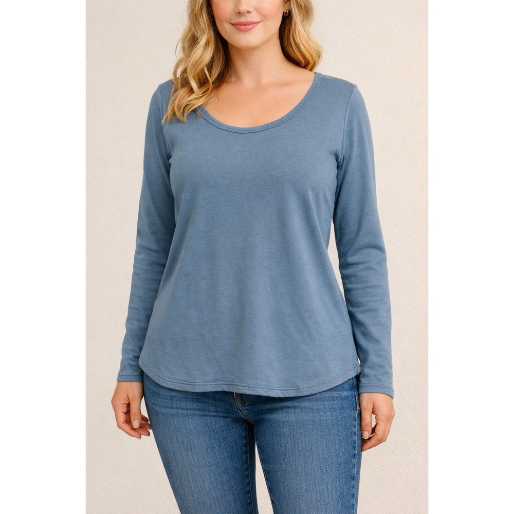 LuLaRoe Classic T Tee Women‎ Size S Blue Long Sleeve Scoop Neck High Low Hem